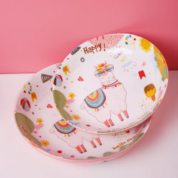 Alpaca's weekend home internet celebrity creative cute single dish plate round plate baking pan fruit plate ceramic tableware