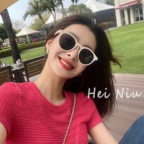ins seaside sunglasses 2021 new wave women summer small face white round frame glasses driving anti-ultraviolet sunglasses