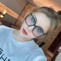 2022 New Gradient Tea Sunglasses Female Drive Special Sunglasses Mesh Red with large frame Explicit Face Lean UV