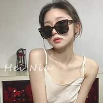 Jennie the same sum of hawksbill Turtle Frame Retro Tide Female Sunglasses Kuku Square Large Frame with small anti-UV sunglasses