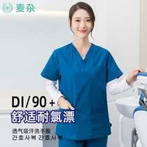 Wash clothes women cotton operating room can be customized doctors clothes work clothes split set short sleeve brush hand clothes beauty salon