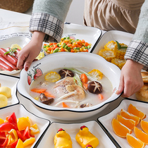 Featured Ceramic Parquet Sector Dinner Plate Reunions Cutlery Suit Combined Round Table Banquet XI With Pan Family Gathering Vegetable Dish