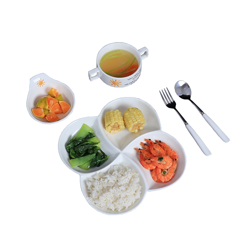 X household ceramics dinning plate plate one fitness four separate ceramic casual dining meal Japanese food