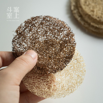 Natural absorbent loofah mat tea tea pot mat purple sand raising pot mat Zen Chinese wind anti-hot insulation mat tea dyed mat