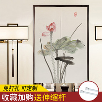 New Chinese style kitchen door curtain Partition curtain curtain fume curtain Half curtain cabinet curtain household punch-free customization
