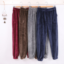 Flannel Home Pants Autumn Winter Thickened for men and women Trousers Coral Suede Gvet Warm Couple Sleeping Pants Big Yard-up.