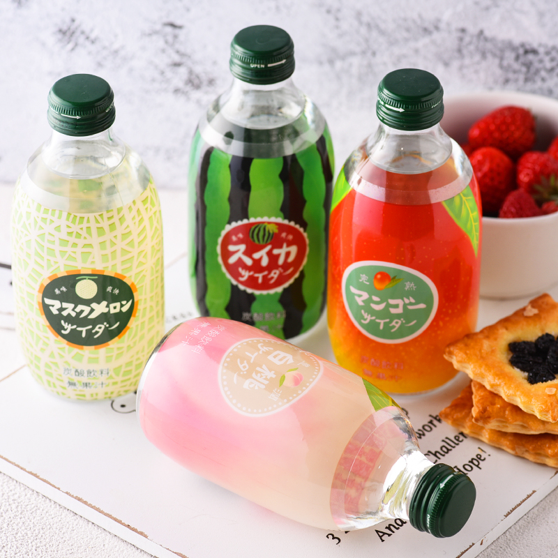 日本进口 友升友桝友树农园白桃味夏季冰爽汽水网红碳酸饮料300ml