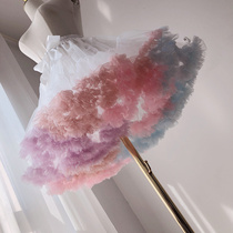 lolita rainbow skirt lolita daily boneless soft yarn violence long 45cm cloud marshmallow skirt