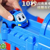 Police Car Union Toys 10 s Speed Charging Railcar Electric Roundabout Trolley Children Suit Boy Police Car Gift Box