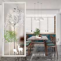 Custom home decoration art Tempered glass decoration simple modern living room partition screen Entrance frosted light transmission process
