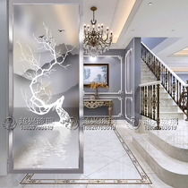 Simple modern art glass screen Bedroom partition Entrance wall Home improvement living room double-sided translucent process elk