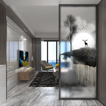 Art glass double-sided screen partition Home improvement living room entrance background wall custom frosted light transmittance Changhong process