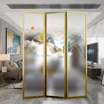 European-style glass screen partition wall Simple modern living room folding mobile decoration Bedroom blocking home entrance