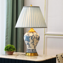 Jingtao family American luxury living room decoration high-grade hand-painted all-copper ceramic desk lamp bedroom bedside lamp