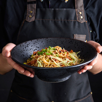 Ceramic Large Noodle Bowl Inwl Horn Noodle Pavilion Private Network Red Japan Home Nordic Beef Retro Pulled Noodles Mix Noodles Bowl