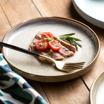 Retro Dishes Nostalgia Day Style Kilns CERAMIC CUTLERY CUTLERY HOUSEHOLD NET RED CREATIVE STEAK WESTERN DINING TRAY COARSE POTTERY DISH DISH