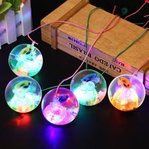 Glitter crystal ball Luminous elastic ball Kindergarten gift Childrens small toy stall supply with rope ball