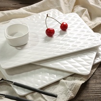 Creative Ceramic Bread Plate Pizza Tray Trays Sweet Pans Pure color Geometric Rhomboid Pastry Pan Ping Pan Fruit Tray
