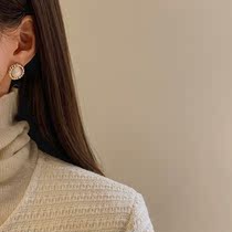 Earrings temperament high-end sense of female sterling silver atmospheric opal 2021 new trendy gold exquisite earrings design sense