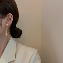 Drop earrings female temperament long tassel flash diamond two-wearing earrings gold high-end 2021 new trend Korean net red