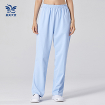 Nurse pants women Spring Summer and autumn thin hospital doctor nurse clothes work pants white elastic waist powder blue trousers