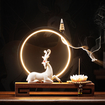 Lantern white porcelain fawn creative reverse incense burner living room entrance decoration incense burner Chinese Zen home furnishings