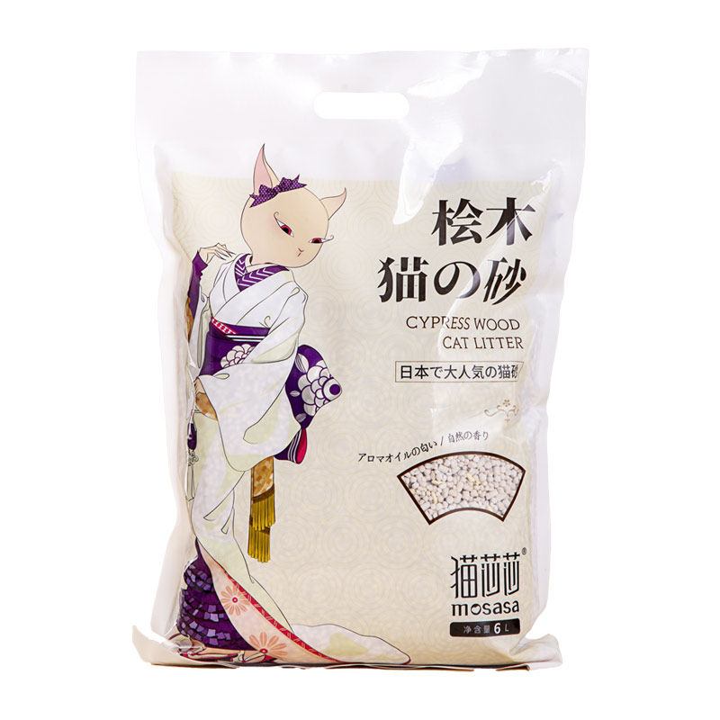 mosasa猫莎莎桧木猫砂6l/1.3kg 尿路检测无尘除臭纸砂猫沙混合砂