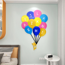 Childrens room bedside layout door stickers kindergarten letter wall stickers cute balloon three-dimensional wall door decoration painting