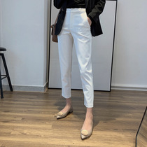 White high-end suit pants women's slim pants high waist slim casual pipe pants four-sided elastic women's pants