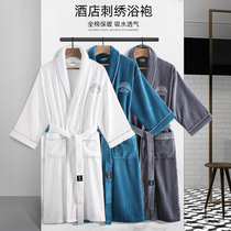 Five-star hotel bathrobe long thick couple Womens nightgown cotton absorbent towel adult bathrobe home clothing