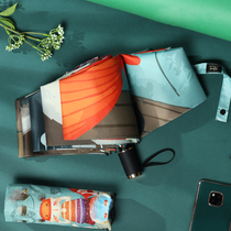 Oversized female umbrella Student four-fold large dual-use sunscreen ultraviolet sun umbrella Manual folding umbrella Fresh umbrella