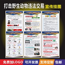 Special law enforcement actions to combat illegal wildlife trade in accordance with the law Illegal wildlife trade Protection of wild animals Refuse game Refuse to eat Game Publicity poster Wall chart display board customization