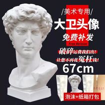 Plaster like David 67CM plaster head portrait art writing student teaching aid drawing room Decorative Sculpture Pendulum student Painting Mold