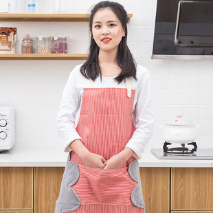 厨房围裙女可擦手工作服冬可爱日系时尚家用加厚防水防油罩衣大人