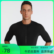 Low Priced Flush White Milk Silk Fabric Summer Short Sleeve Riding Road Bike Black High Bounce Back Strap Pants