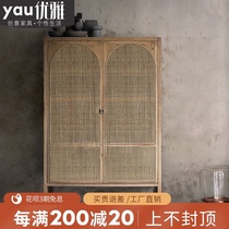 Nordic modern minimalist retro vintage furniture Wabi-sabi wind furniture designer creative solid wood antique wardrobe