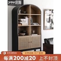 Nordic Wabi-sabi wind EDEN rattan locker Modern simple solid wood bookcase locker multi-function display cabinet