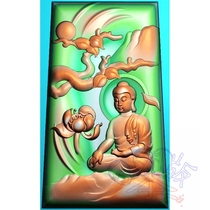 Landscape lotus sitting Buddha lotus enlightenment Buddha fine carving JDP gray scale bmp relief jade carving