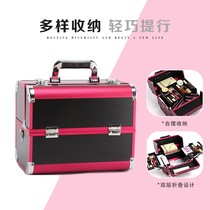 Professional large capacity makeup box folding nail art hand tattoo eyebrow beauty eyelash belt lock pattern embroidery toolbox multi-layer teacher specialty.