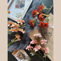 Retro Oil Painting Wind Fake Flower Rhododendron Simulation Bouquet Living-room TV Cabinet Pendulum table flower photo props