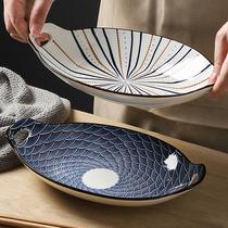 Day-style fish pan everyone with steamed fish pan tray Tao 2022 new vegetable dish porcelain clothing fish WZY pannet red double ear number