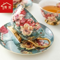 Coffee cup set European small luxury whole set of bone porcelain ceramic cup saucer Tea Cup home mug water Cup