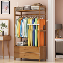 Coat rack Floor-to-ceiling solid wood bedroom simple indoor hanging Chinese clothes rack Creative single rod storage shelf