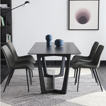 Imported rock plate dining table Modern simple small household dining table Nordic Italian marble dining table and chair combination