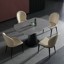 Italian minimalist rock plate dining table Small apartment folding dining table Marble modern simple dining table and chair combination