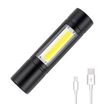 USB charging COB flashlight Fixed focus strong light with side light repair flashlight Mini portable
