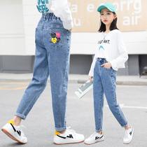 Girls Jeans Foreign Style Childrens Spring Pants 2022 New Big Kids Spring and Autumn Fashion Internet Red Little Girl Pants