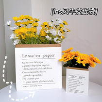 ins wind decoration photo photography background decoration props Kraft paper bag Nordic style flowers hug paper bag jewelry