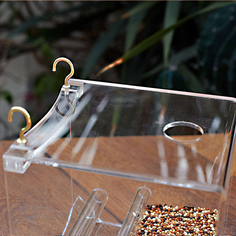 防洒鸟食盒防撒防溅喂鸟器全自动喂食器下料器外挂鹦鹉防甩鸟食罐