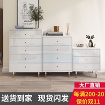 Light extravagance cabinet simple modern bedroom bedside storage cabinet small apartment solid wood drawer type living room side cabinet against wall